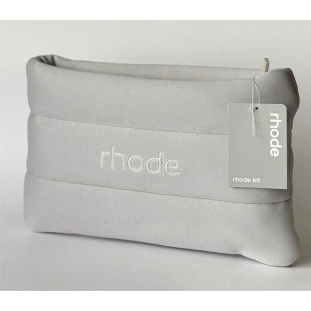 Rhode Skin Puffy Makeup Bag Grey Quilted Cosmetic Pouch